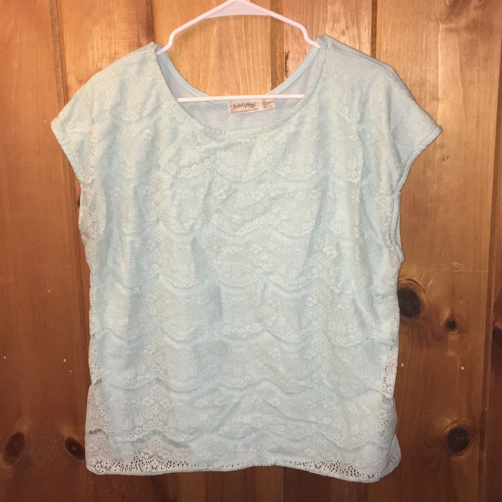 Light blue lace T-shirt